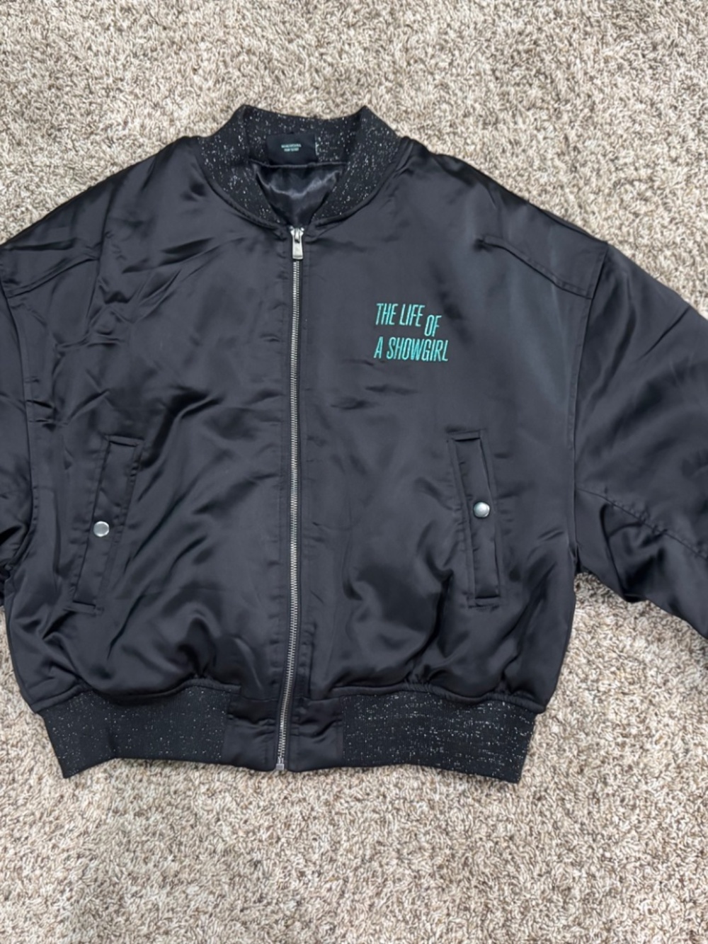 Taylor Swift "Got a Wi$hli$t" Bomber Jacket Black Satin size Large BRAND NEW - Picture 3 of 7
